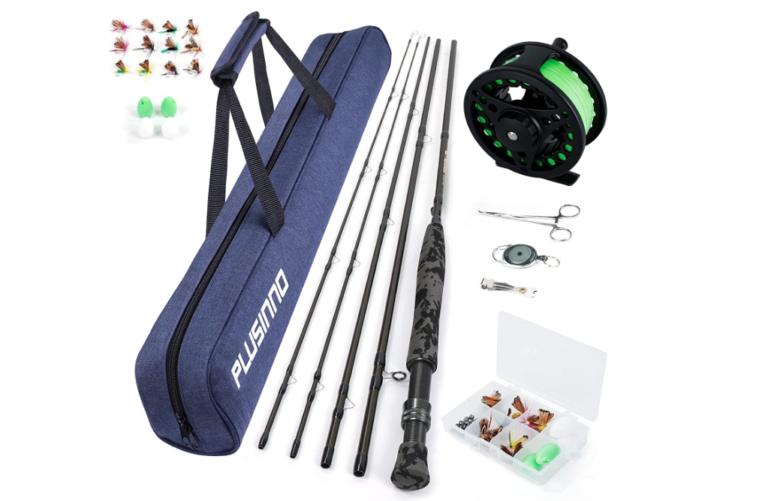PLUSINNO Fly Fishing Rod and Reel Combo, 4 Piece Fly Fishing Starter Kit